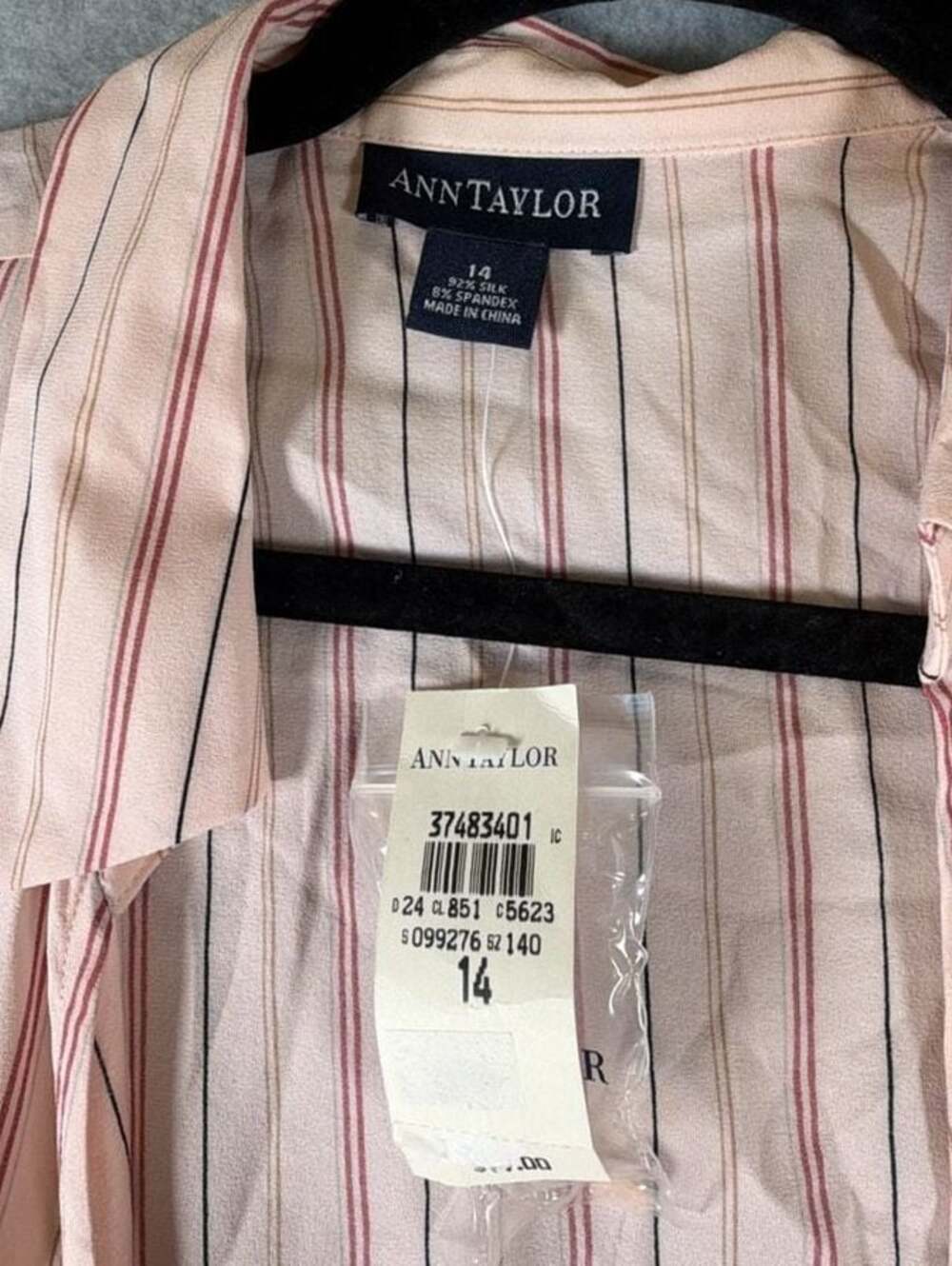 Ann Taylor Silk Blend Striped Tie-Front Blouse Size 14 - Picture 3 of 9